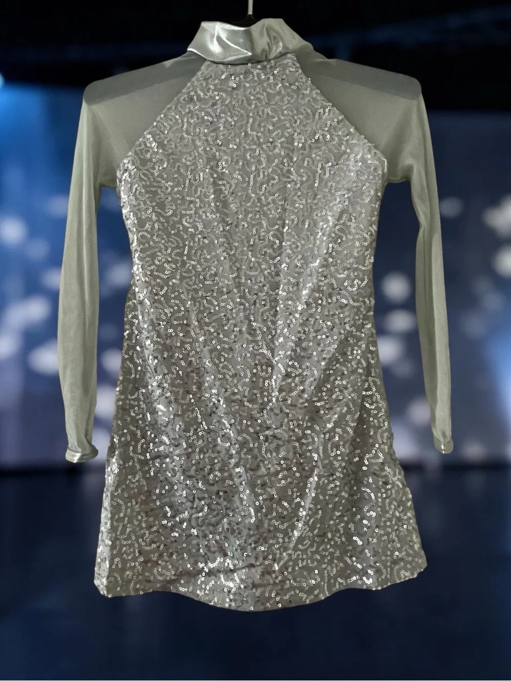 Balera Silver Sequin Dancewear Bodice with Blush Lining Size MC